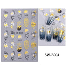 Red Wing Heart Nail Stickers 3D Glitter Stars Moon Lines Foil Metallic Manicure Valentines Decal Slider Manicure Decoration Tips