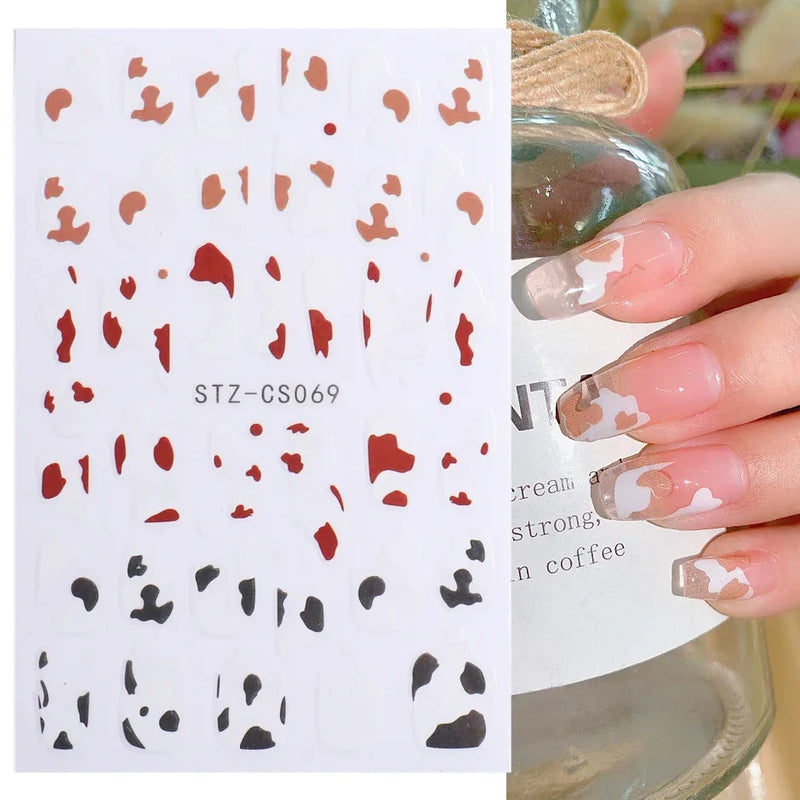 3D Snake Laser Stickers for Manicure Black Gold Abstract Leaves Luxury Nail Art Adhesive Slider Polish Decor Decals SASW-SJ