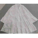 New Elegant V-neck Loose  Embroidery Party Dress Fashion Hollow Solid Lace Dress Women Sexy Ladies Dresses Casual Vestidos 27725