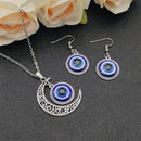 Vintage Türkiye Blue Eye Pendant Necklace Women's Earrings Blue Medusa Devil's Eye Party Lucky Earrings Fashion Jewelry Set Gift