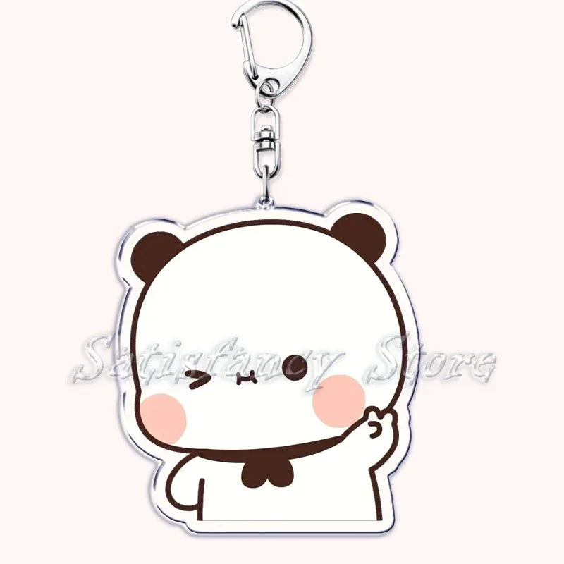 Llavero con diseño de Bubu Dudu, pareja de enamorados, oso panda, accesorios para bolso, colgante, joyería, regalos para amantes.