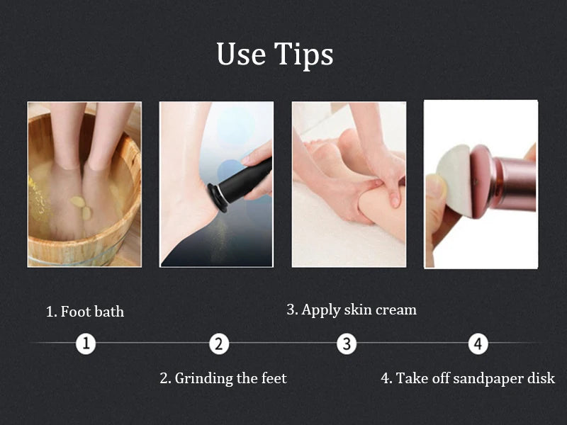 Herramientas eléctricas para pedicura, lima para pies, removedor de callos y piel muerta, máquina para limpiar y cuidar los pies, papel de lija de repuesto.