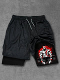 Anime Berserk Running Shorts Men Fitness Gym Training 2 in 1 Sports Shorts Quick Dry Workout Jogging Double Deck Summer