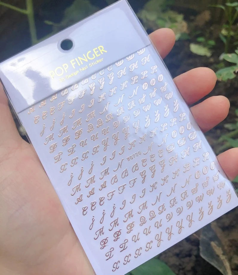 Newest Black Numbers English Letter Design 3d Self Adhesive Decal Slider DIY Decoration Manicure Tools Nail Sticker Accessories