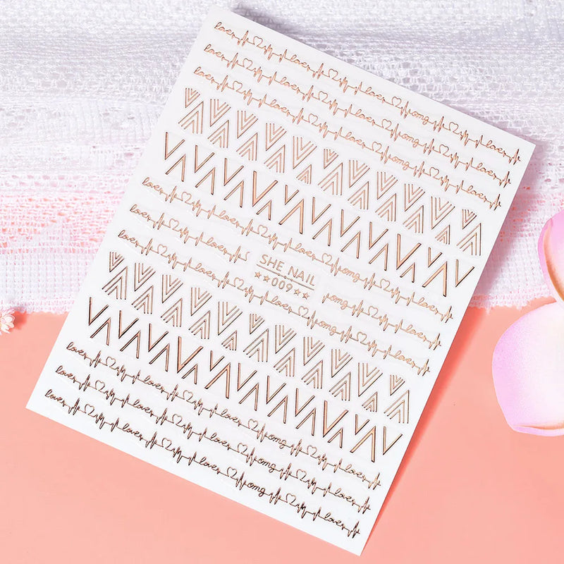 1 Pc Nail Strip Stickers Black/Gold/Rose Gold/Silver Metal Strip Tape Nail Art Adhesive DIY Foil Tips Nail Sticker Decals NK11