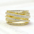 Huitan Luxury Trendy Cross Rings for Women Wedding Full Bling Iced Out Cubic Zircon Rings Statement Accessories Fashion Jewelry