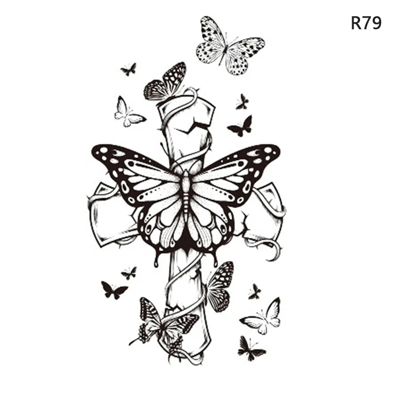 1Sheet Waterproof Temporary Tattoo Sticker 3D Butterfly Theme Fake Tattoo for Women Body Leg Arm Art