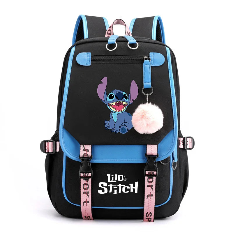 Disney Lilo Stitch Backpacks Teenager USB Charging Laptop Backpack Women Men Rucksack Travel Bag Mochila