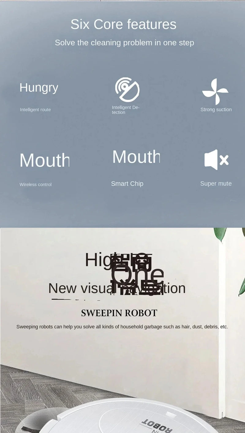 Aspiradora robot con función de secado y limpieza en seco, succión de 9800 Pa, sistema inteligente de prevención de obstáculos y batería de 7 semanas de duración.
