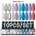 Mtssii 10PCS Reflective Gel Nail Polish Set Fluorescent Glitter Semi Permanent Hybrid Gel Varnish Soak Off UV Lamp For Manicure
