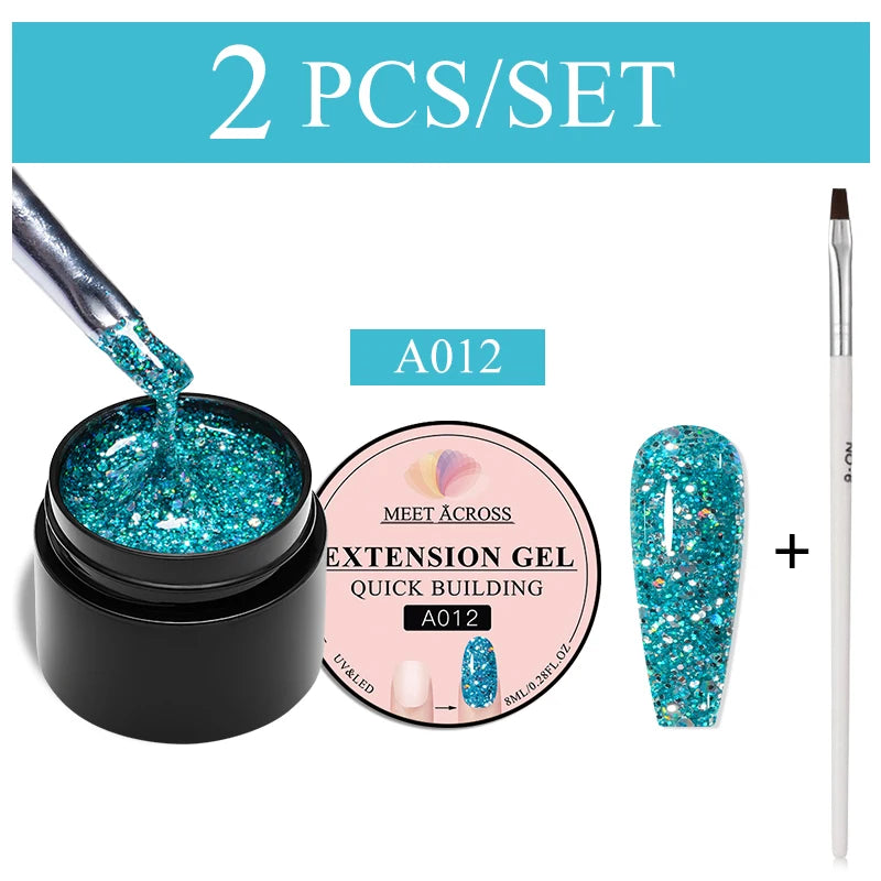 طقم طلاء أظافر 2/3 قطع شفاف أبيض وردي ذهبي لامع سريع البناء جل طلاء أظافر بالأشعة فوق البنفسجية LED غراء أظافر أطراف أظافر طقم تمديد