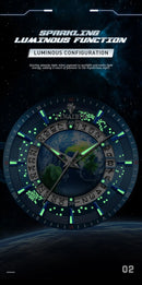 Tourbillon Earth Men's Watch Luminous 3D Mechanical Automatic Genuine Leather Waterproof High End Luxury relogios masculino