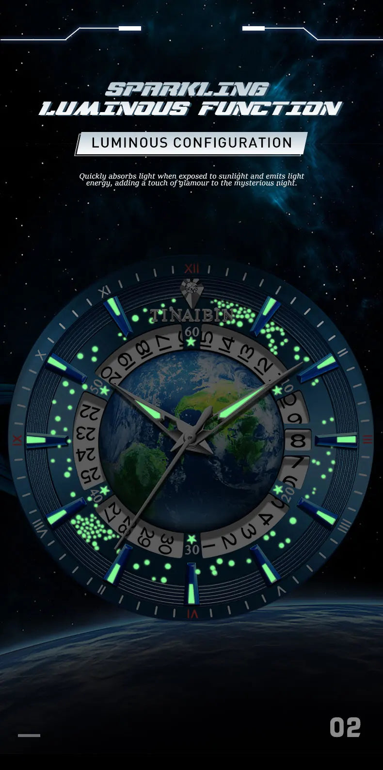 Tourbillon Earth Men's Watch Luminous 3D Mechanical Automatic Genuine Leather Waterproof High End Luxury relogios masculino