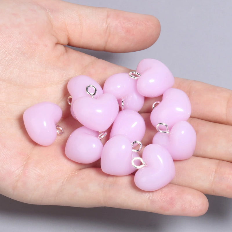 10pcs/lot Mixed Cute Resin Heart charms pendants for bracelets necklace earrings jewelry making diy Keychain parts 17.5x18mm