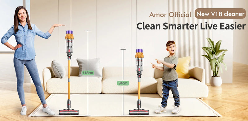 V18 Wireless Handheld Vacuum Cleaner 45kPa 550W Powerful 6 in 1 Cordless Vacuum Cleaner LED Display Handheld Sweeper Machine