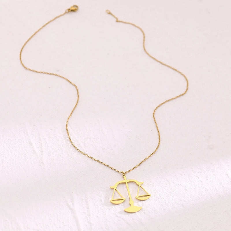 Stainless Steel Necklaces Mythology Libra Prayer Baptism Pendant Bohemian Choker Female Chain Necklace For Women Jewelry Gifts