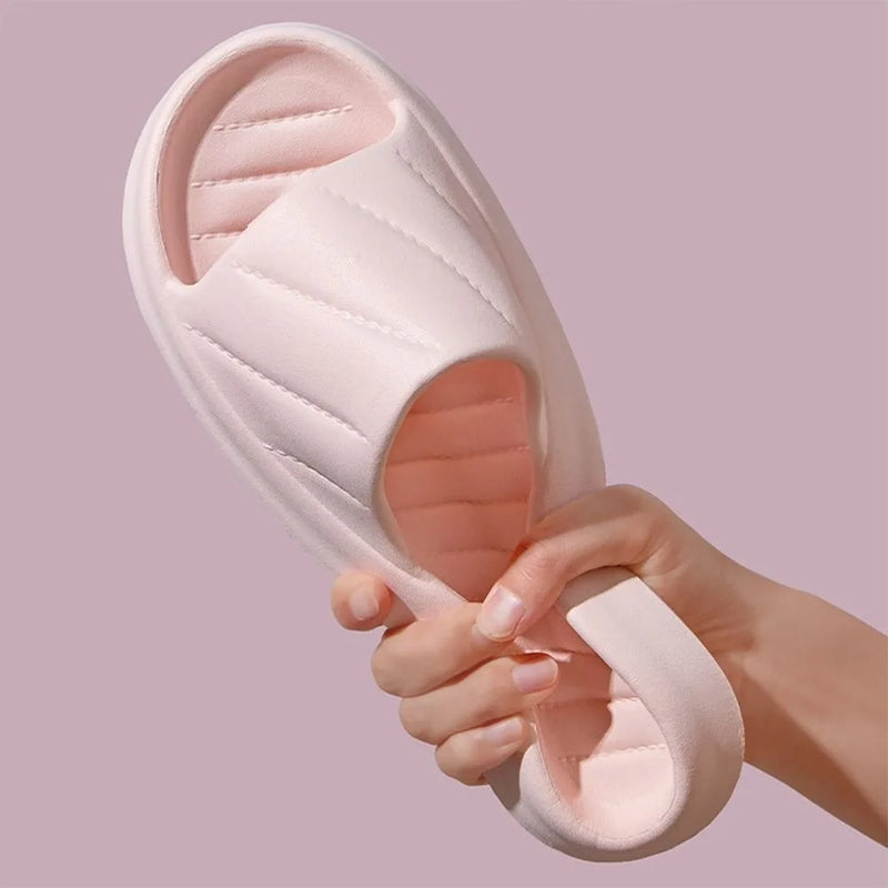 EVA Women's Slippers New Non-slip Stripe Decoration Bathroom Slippers Cute Soft Casual Shoes Outdoor Walking