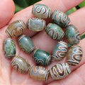 8pcs ,10x14mm Natural Green Agate Ancient Tibet Dzi beads, Many patterns, For DIY Jewelry making !