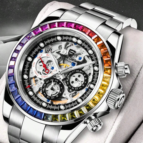PAGANI DESIGN Top Super Brand Mechanical Automatic Watch Men's Ceramic bezel Rainbow Business Waterproof Watch Relogio Masculino