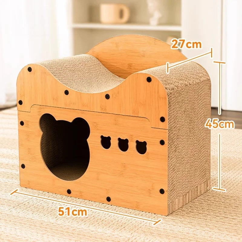 Cat Scratcher House Cat Condo with Cat Scratcher Board Large Space Cardboard Cat Bed Cave Cat to Rest Scratching Cat Scratch Pad