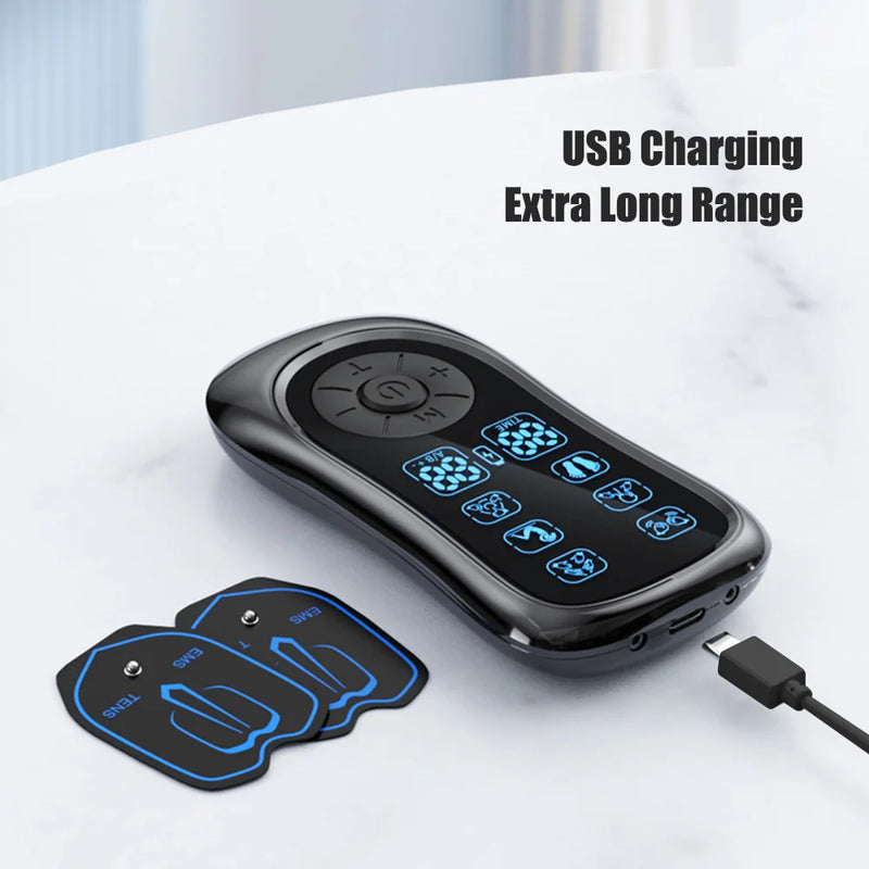 جهاز تدليك للعلاج الطبيعي بستة أوضاع، جهاز تحفيز عضلي إلكتروني بتقنية TENS وEMS، جهاز تدليك محمول لتحفيز العضلات