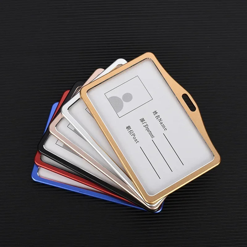 Women Men Bank Credit Card ID Holder Aluminium Alloy Business Card Case Work Card Badge Lanyard Holder Protector Cover