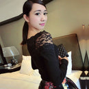 Autumn and Winter off-Shoulder Lace Shirt Slim-Fit Large Size Top