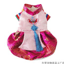 Autumn and Winter Thick Pet Dog Clothes Traditional Embroidered Hanbok Cat Clothes Teddy Bichon Princess Dress New Year Dress