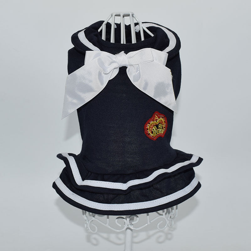 New Arrival Spring and Summer Pet Clothes Preppy Style Cute Pet Skirt Summer Navy Teddy Dog Princess Dress
