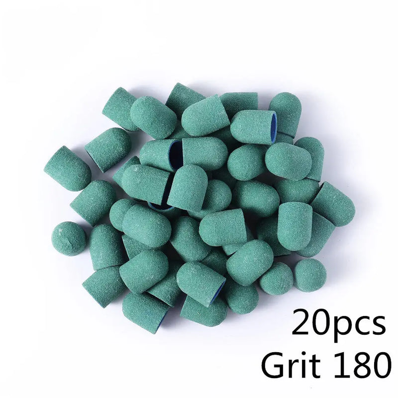 5/10/20pcs 13*19mm Nail Sanding Caps Nail Drill Bit Sanding Bands for Gel Remover Pedicure Caps Nail Polishing Manicure Tools