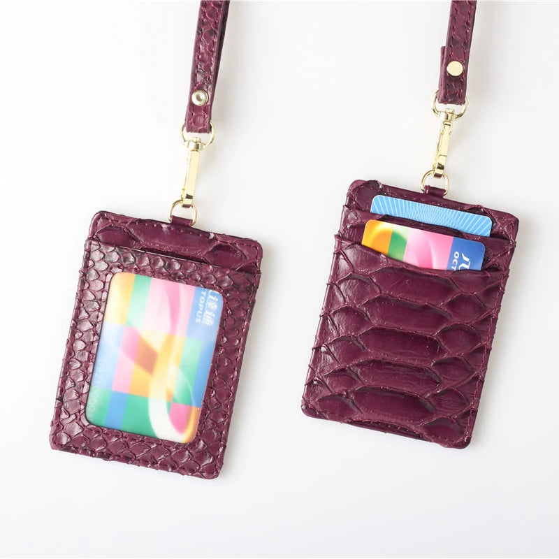 XMESSUN New Embossed Snake Pattern Lanyard Card Holder For Men Women Fashion ID Card Holder Leather Monogrammed Letters