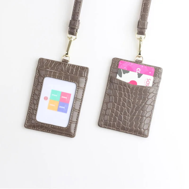 XMESSUN New Embossed Snake Pattern Lanyard Card Holder For Men Women Fashion ID Card Holder Leather Monogrammed Letters