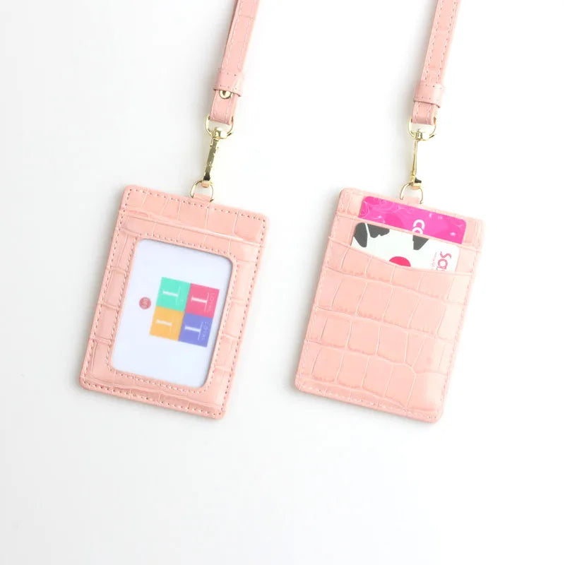 XMESSUN New Embossed Snake Pattern Lanyard Card Holder For Men Women Fashion ID Card Holder Leather Monogrammed Letters