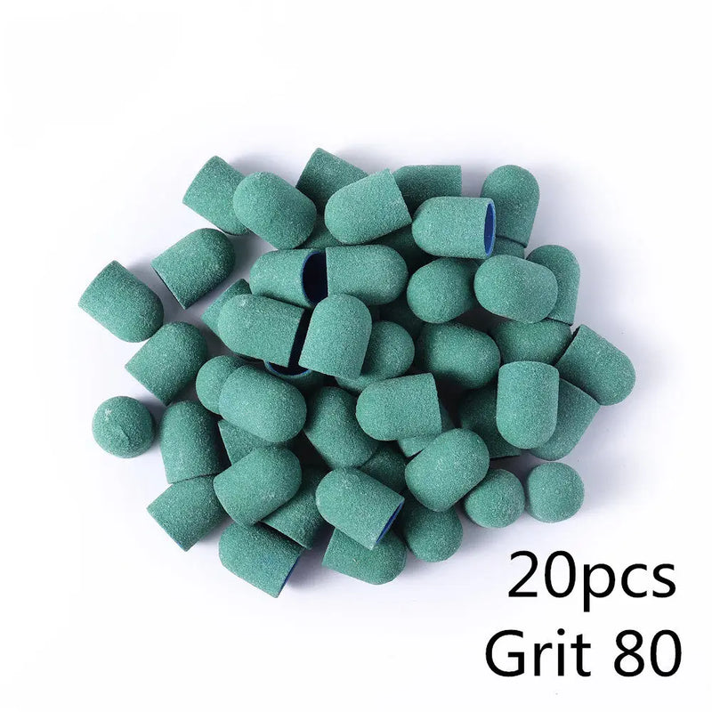 5/10/20pcs 13*19mm Nail Sanding Caps Nail Drill Bit Sanding Bands for Gel Remover Pedicure Caps Nail Polishing Manicure Tools