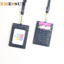 XMESSUN New Embossed Snake Pattern Lanyard Card Holder For Men Women Fashion ID Card Holder Leather Monogrammed Letters