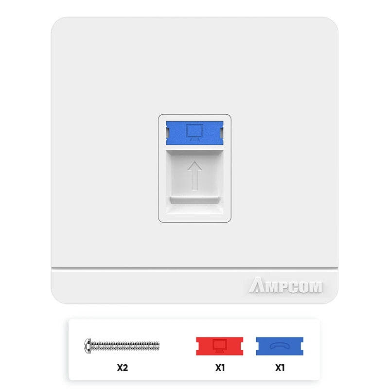 AMPCOM RJ11 RJ45 Faceplate Wall Socket Wallplate Face plate 1-Port 2-Port 4-Port Networking Telephone Socket Outlet Mount Panel