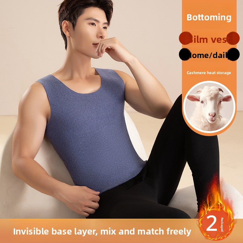 Wool and silk thermal vest for men