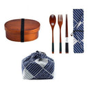 Oval-shaped coffee-colored wooden bento box