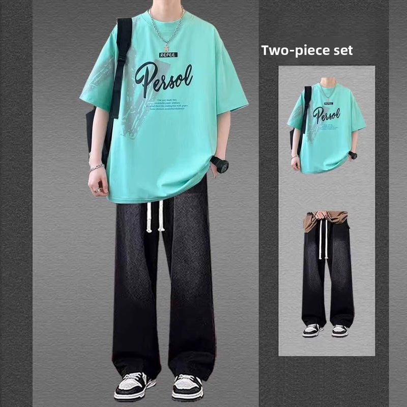 Letter-print short-sleeved T-shirts