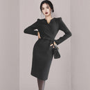 V-neck Waist Slim Slimming Mid-length One-step Skirt
