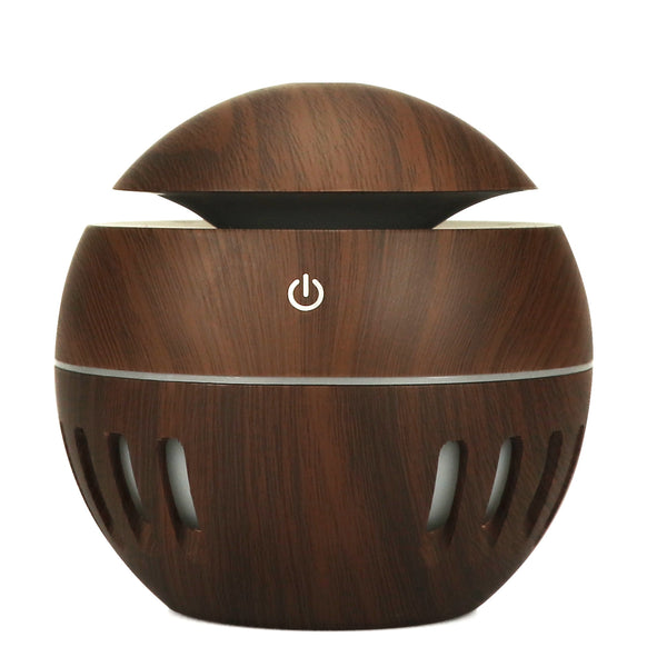 Wood grain humidifier with colorful night light