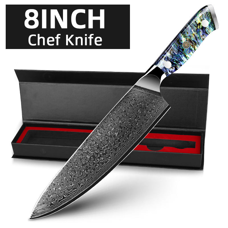 Damascus Steel Kitchen Knife Set with Abalone Shell Handle
