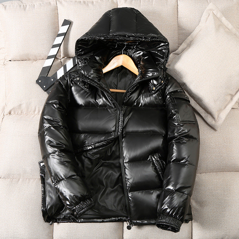 Men's Glossy No-Wash Hooded Winter Jacket
