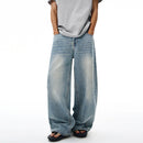 Vintage Wash Wide Leg Denim Pants for Men