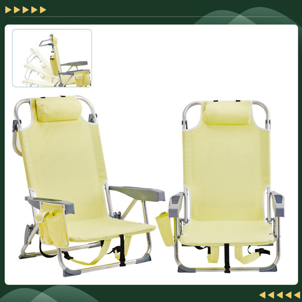 63x65x82cm, Yellow, Aluminium Beach Chair, Oxford Cloth, Silvery-white Aluminium Tube