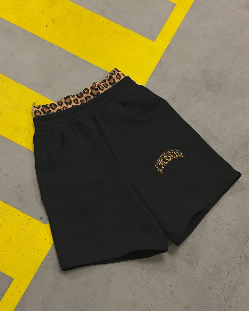 Streetwear Hooded Sweatshirt Set with Leopard Embroidery