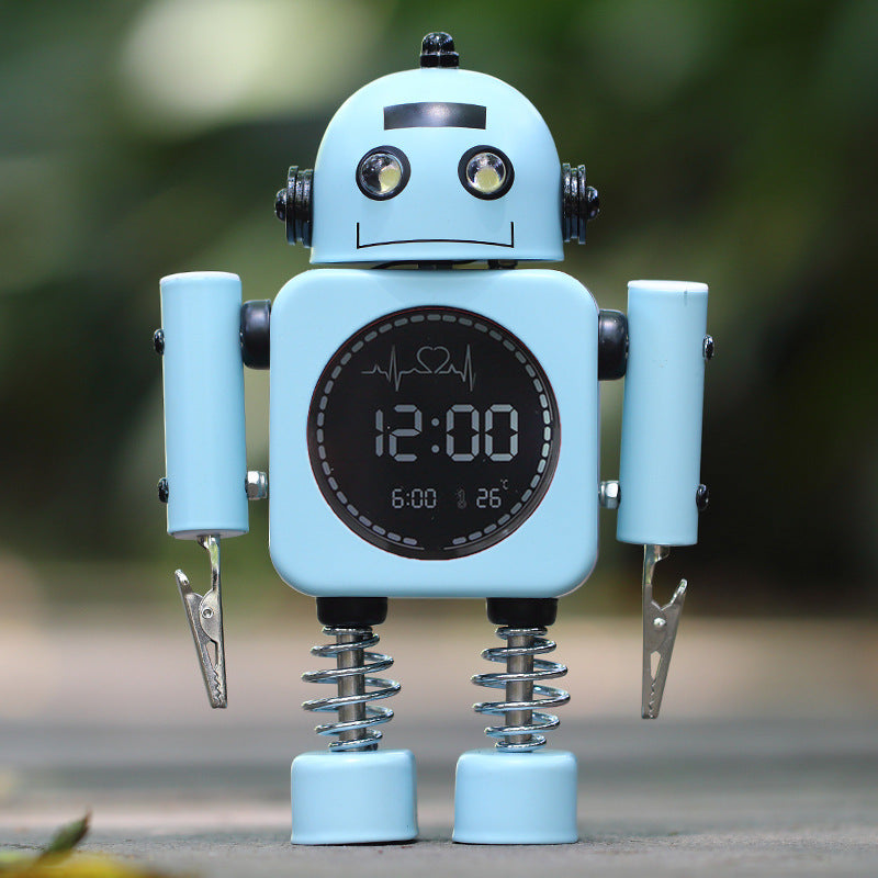 Metal Robot Luminous Alarm Clock