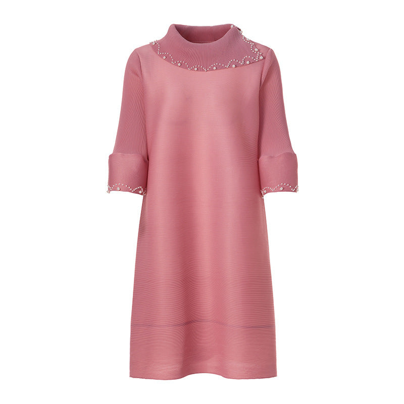 Pleated Temperament Black Dress Spring Dress