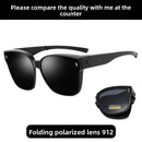 Folding sunglasses can be worn over men's myopia glasses