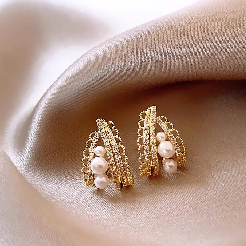 S925 Silver Pearl Earrings Elegant Light Luxury Fashion Jewelry